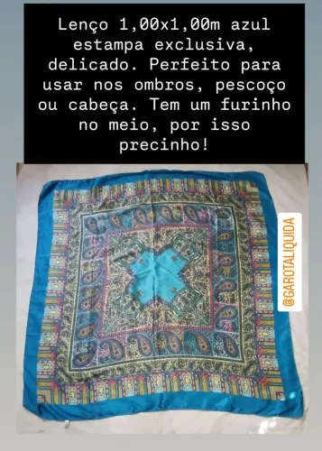 Lenço Azul 1,00x1,00m - Estampa Exclusiva