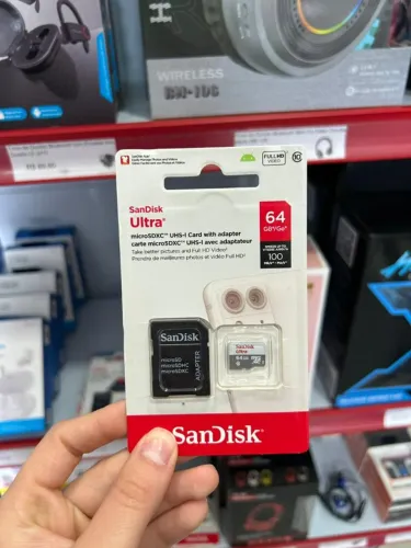 Cartão Sandisk 64GB para câmeras