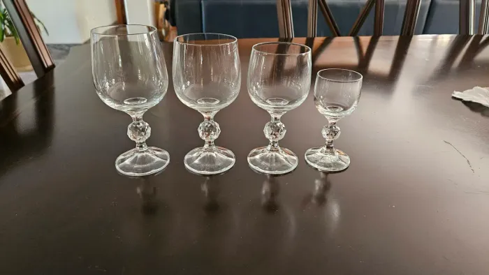 Jogo Taças cristal Bohemia bolinha