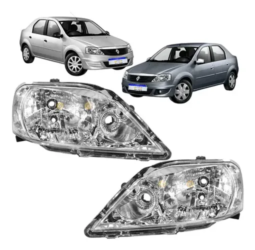 Farol Renault Logan Cromado 2011 2012 2013 Novo