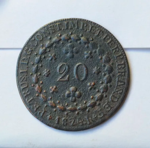 Moeda 20 1824 Variante escudo sem Colorir 