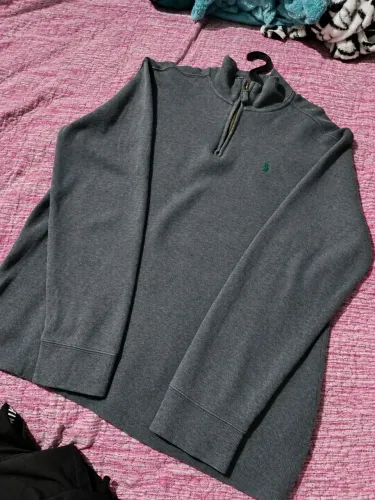 Moletom Polo Ralph Lauren Quarter-Zip Cinza XL 18-20 Original