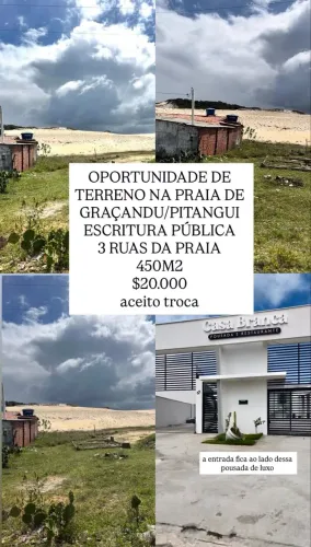 TERRENO NA PRAIA- PITANGUI/GRAÇANDU