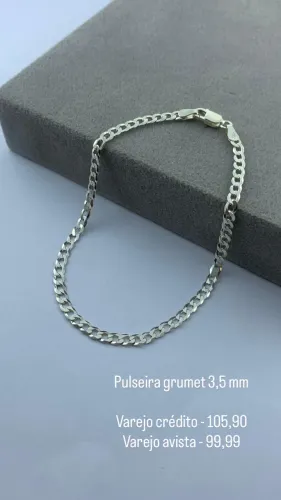 Pulseira grumet de prata 3,5 a 5,5 mm