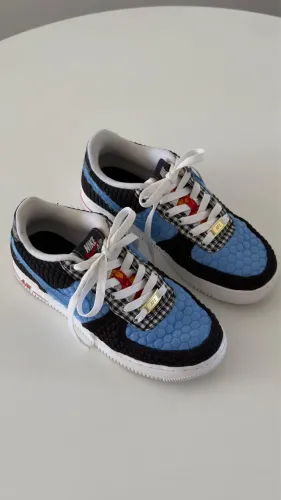 Nike Air Force 1 LV8 Women's Blue Black Quilted Patchwork | TAM 36 