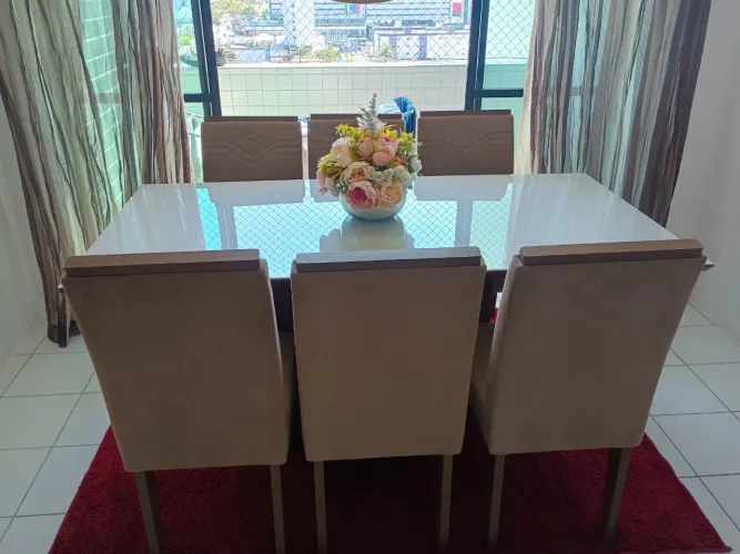 Mesa de vidro 6 cadeiras