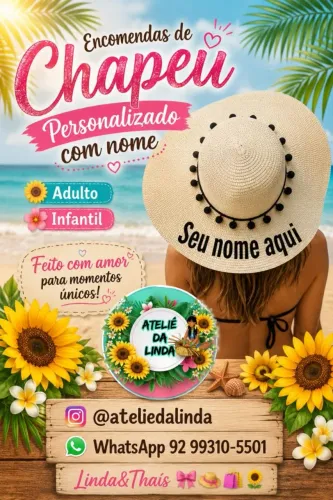 ? ENCOMENDAS CHAPÉU PERSONALIZADO COM NOME ( ADULTO & INFANTIL) @ateliedalinda