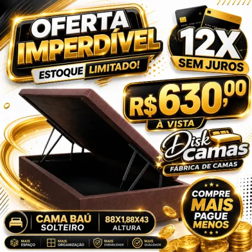Cama Baú Solteiro Com Baú Grande 88x1,88x43 Direto da Fábrica