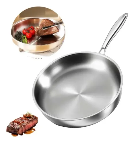 Frigideira Inox Antiaderente Panela De Fundo Triplo 24cm