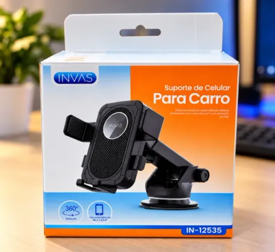 Suporte veicular para celular 360, base ajustável extensível, ventosa forte, novo.