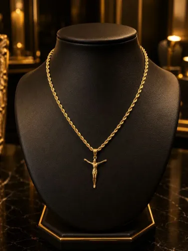 Conjunto Trancelim e Cristo em Ouro 18K 750