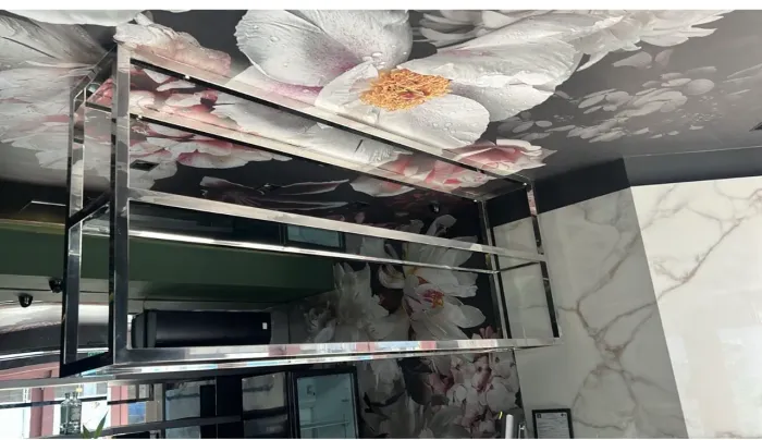 Estrutura Suspensa em Ferro Cromado com Espelhos