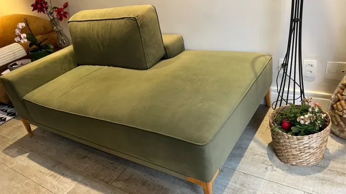 ?Chaise Longue / Recamier - Líder Interiores em Veludo Verde Oliva?