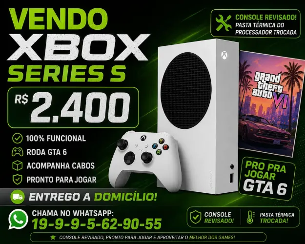 Xbox Series S 500gb revisão pasta térmica troca Roda gta 6 entrego em Domicilio campinas