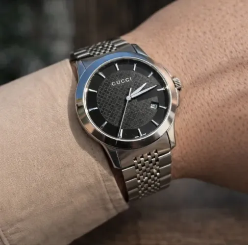 Relógio Gucci swiss 126.4 original aço inox com caixa e certificado