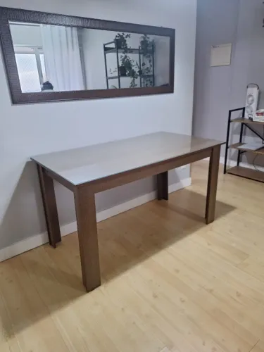 Mesa de Jantar Tampo de Vidro 4 Cadeiras