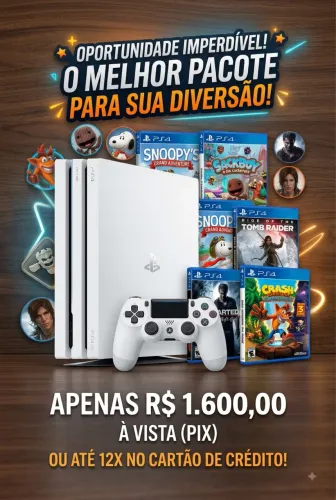 OPORTUNIDADE IMPERDÍVEL: PS4 PRO BRANCO + 5 JOGOS!!!
