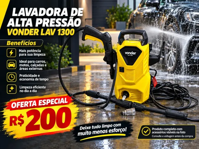 Lavadora de Alta Pressão Vonder LAV 1300 1.200W, 220V | Oferta por R$ 200