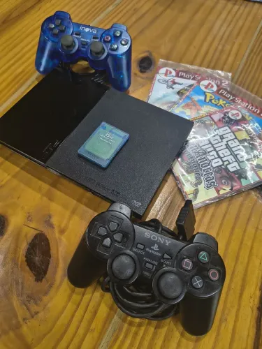 Playstation 2 Slim Completo com 2 Controles 