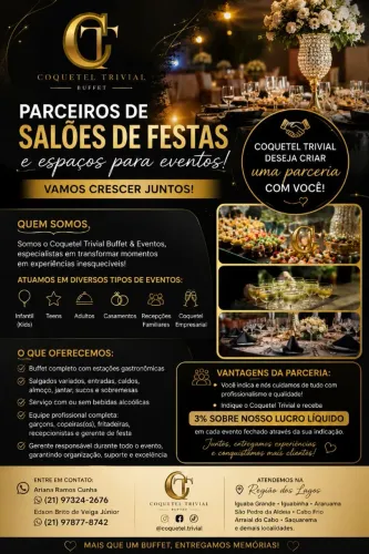 Parceria com salões de festas e espaços para eventos 