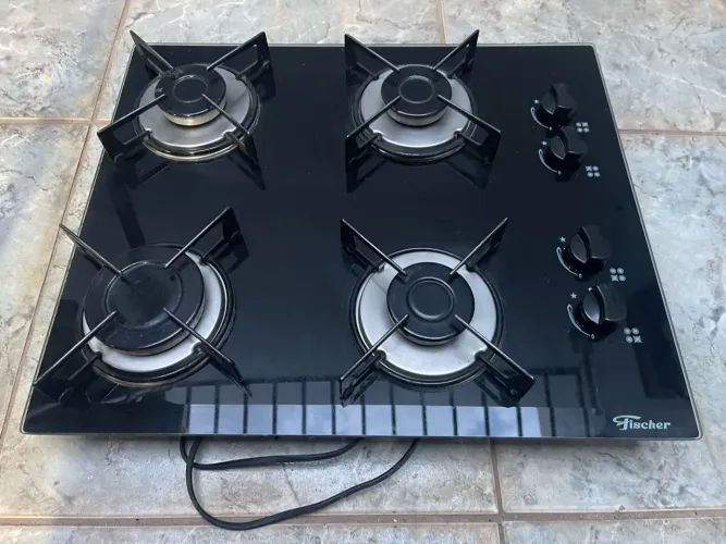 Cooktop de Embutir a Gás Fischer 4 Bocas Vidro Temperado (usado)
