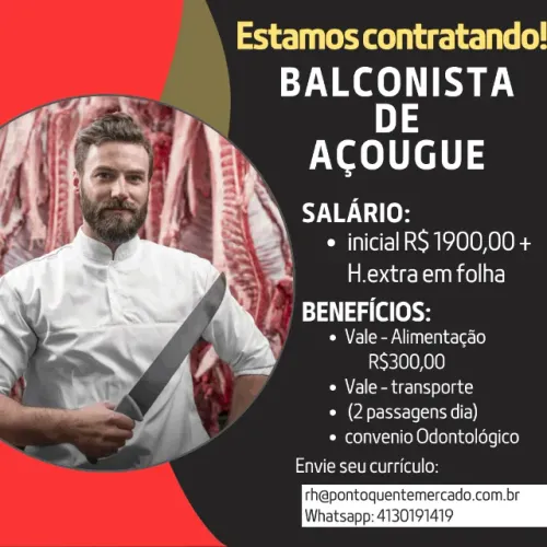 VAGA DE EMPREGO BALCONISTA AÇOUGUE