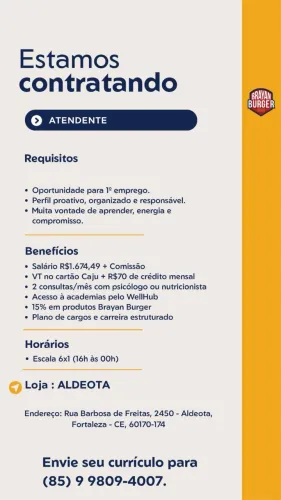 Vaga Para Atendimento ao Cliente