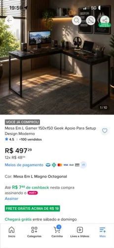 Mesa pc gamer em L