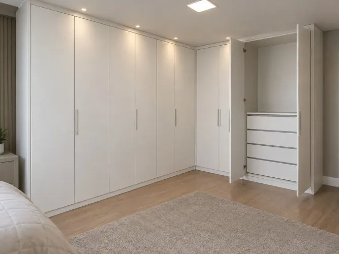 Closet casal 100% mdf com gavetas e portas