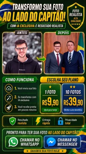 Crie Sua Foto Realista com Bolsonaro por IA - Entrega Rápida por Apenas R$9,90