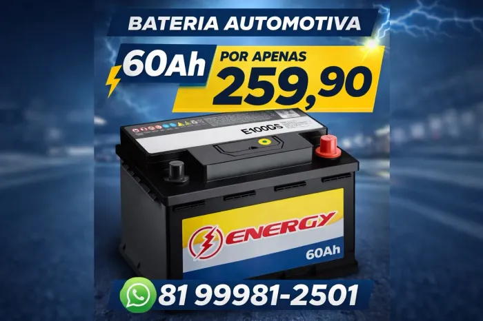 Bateria automotiva energy 60ah - 12 meses de garantia 