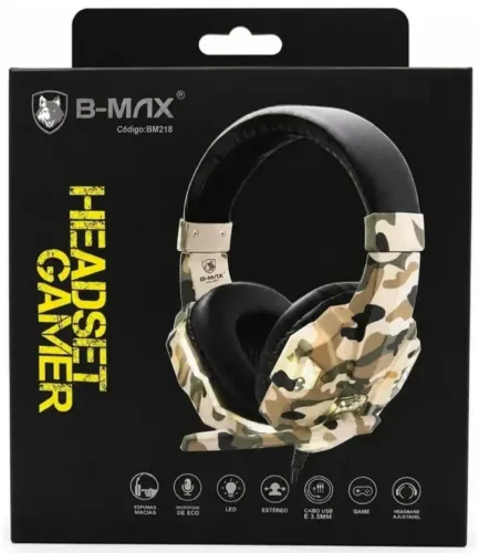 Fone de Ouvido Headset Gamer Camuflado B-Max BM218