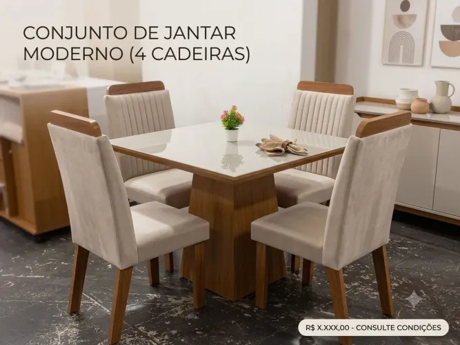 Mesa de jantar com quatro cadeiras