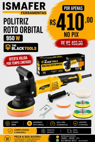 POLITRIZ ROTO ORBITAL 15MM 5" E 6" 950W THE BLACK TOOLS - PRO950