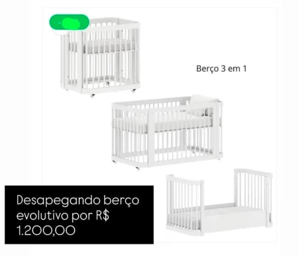Berço cama evolutivo usado - marca Quarter - excelente estado - 0 a 6 anos