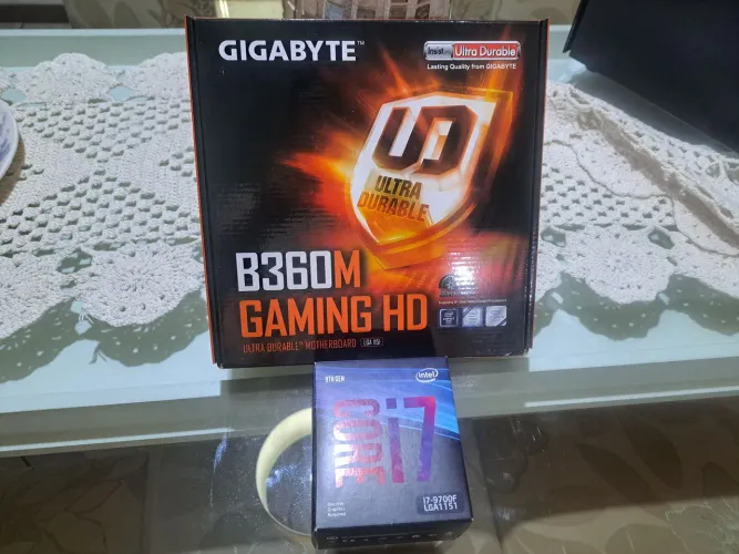 Kit Processador Intel Core i7 9700F + Placa Mãe Gigabyte B360M Gaming HD