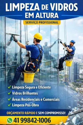 Limpeza de vidros e limpeza pós obra