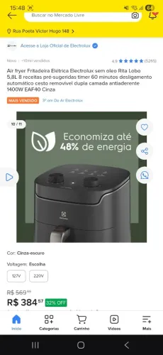 Air Fryer Electrolux EAF40 5,6L novo na caixa