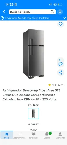 Geladeira Brastemp 375 litros inox