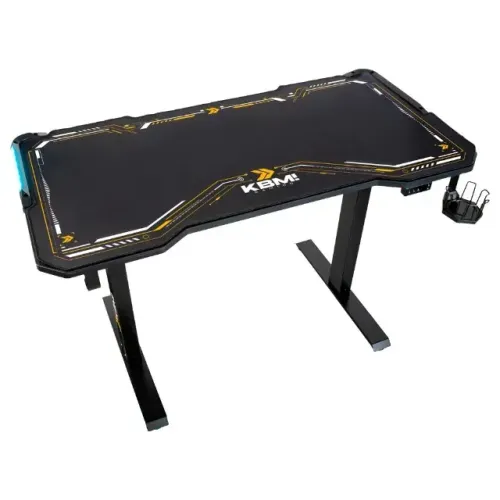 Mesa Gamer KBM! Preta com Regulagem de Altura Automática, Mousepad e RGB