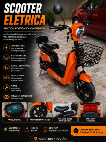 ? Scooter Elétrica com Cesta - Econômica e Prática