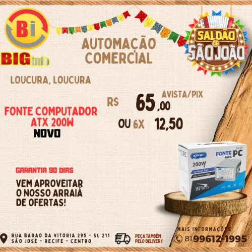 Fonte de Alimentação para Pc Atx 200W