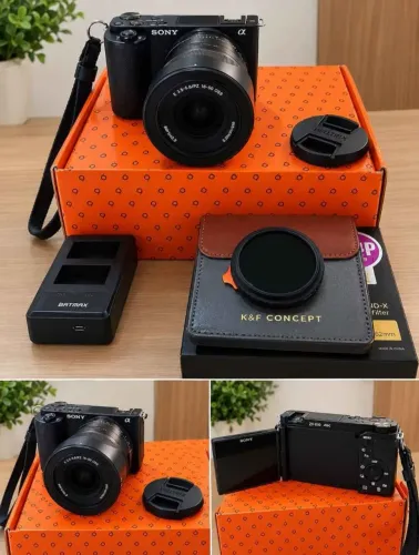 Câmera fotográfica Sony ZV-E10 com lente e filtro 