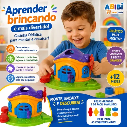 Cogumelo Encantado 215 JP Brink Brinquedo Educativo 12+ Meses Coordenação Motora e Encaixe