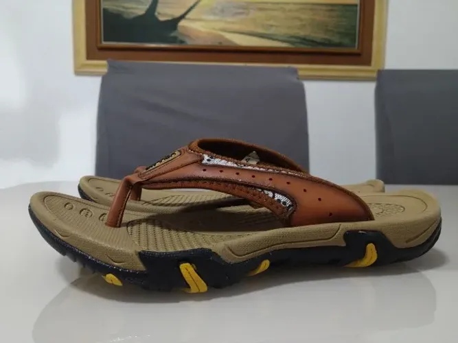 Sandália Masculina 40 Marrom Nova Chinelo de Dedo