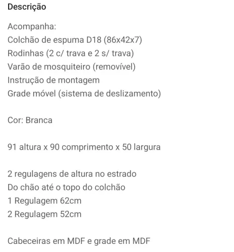 MINI BERÇO SEMI-NOVO