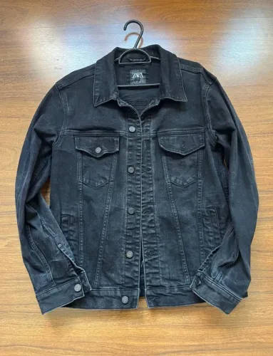 jaqueta jeans zara preta m