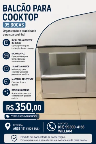 Balcão para Cooktop 05 bocas