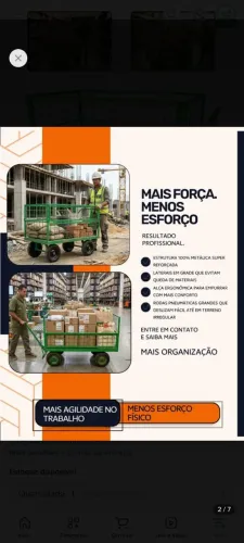Carro plataforma carga pesada 500kg Resistente verde