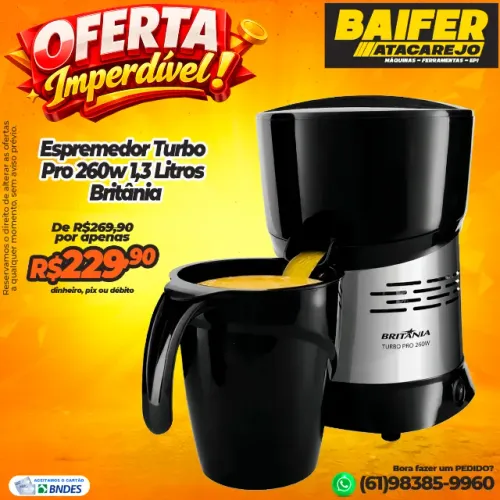 Espremedor Turbo Pro 260w 1,3 Litros Britânia